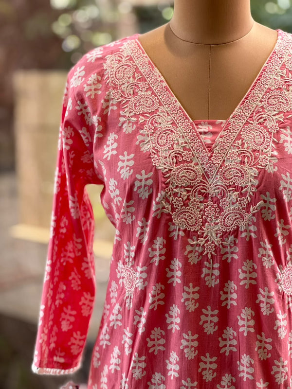 Peach Embroidered Tunic
