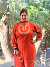 Rust Tissue Lines Palazzo Set
