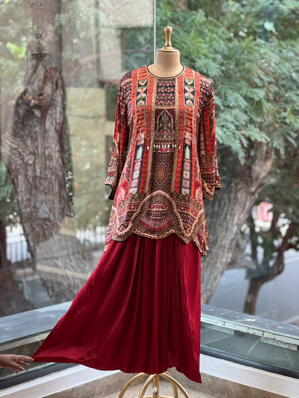 Maroon Harem Pant Set