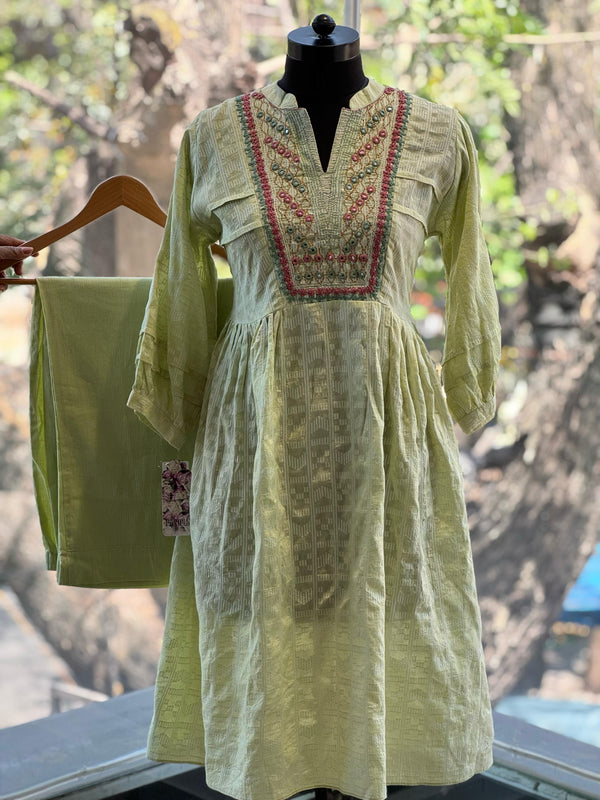 Pastel Green Embroidered Co Ord