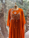 Orange Intricate Yolk Gown