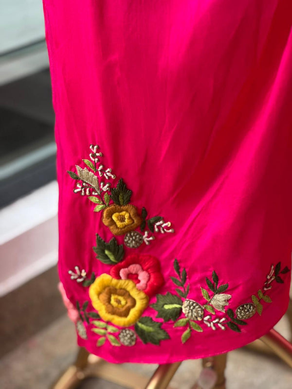 Pink Embroidered Skirt Set