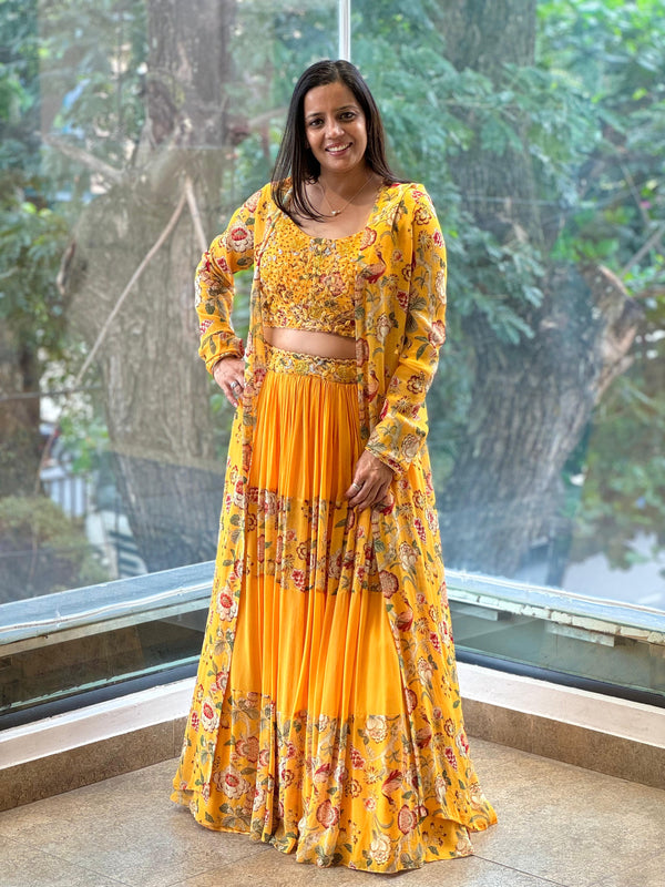 Yellow Floral Lehenga Set