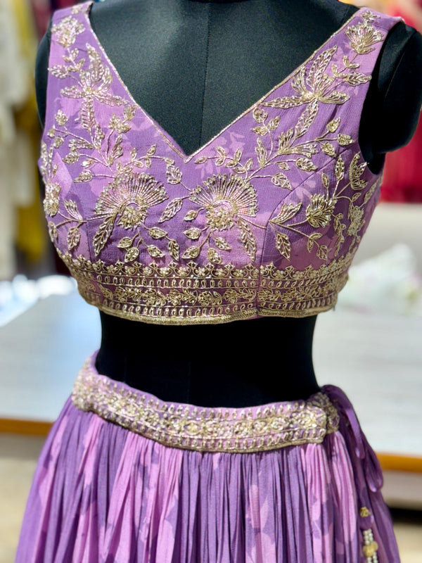 Purple Cape Style Lehenga Set