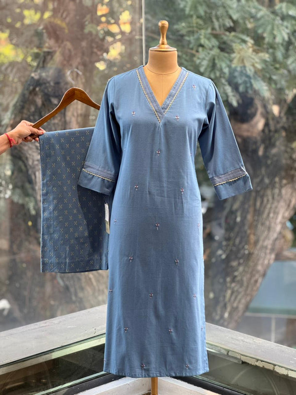 Blue VNeck Co Ord