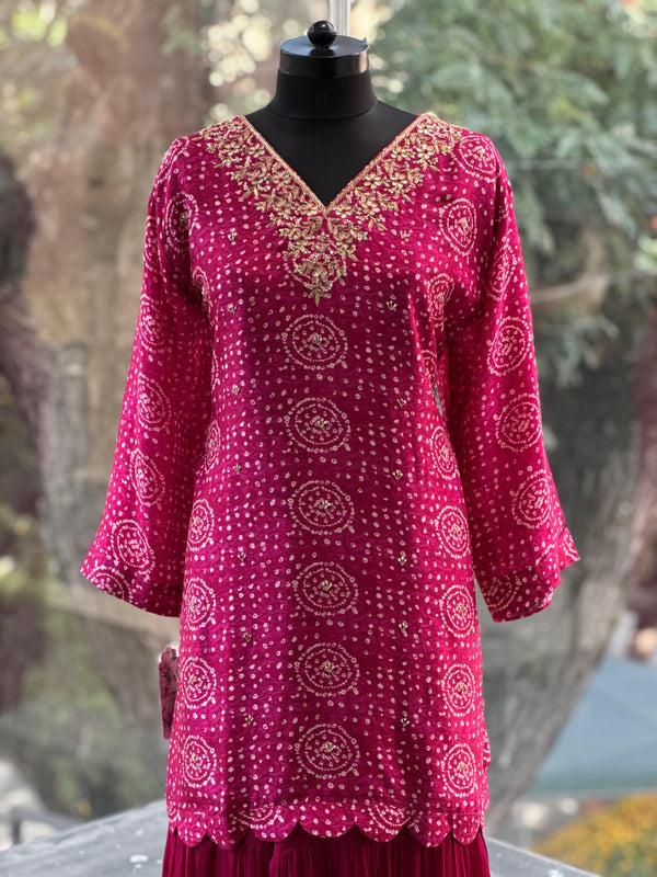 Purple Bandhej Suit