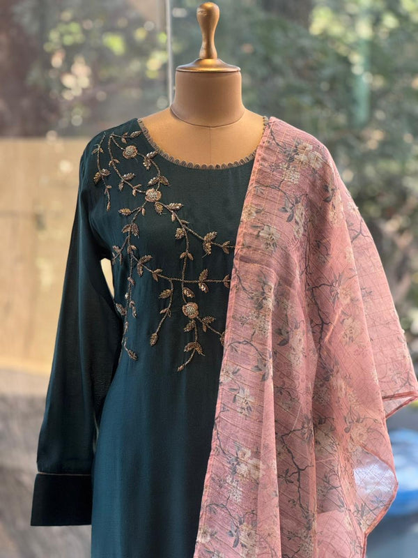 Green Dupatta Set
