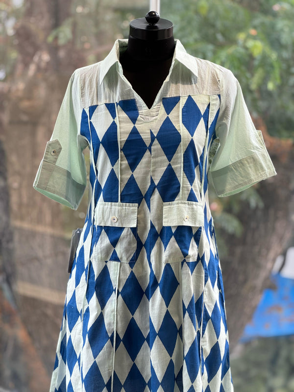 Blue Collared Neck Tunic