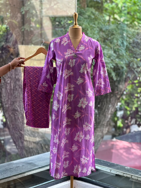 Purple V Neck Co Ord