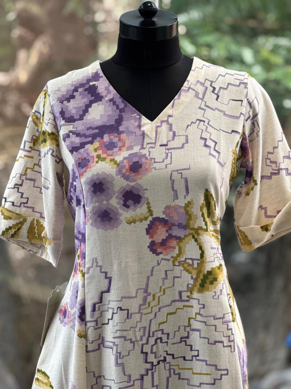 White/Purple Floral Tunic