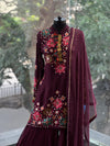 Wine Embroidered Suit