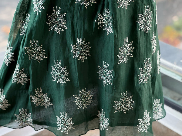 Green Thread Work Dupatta Set