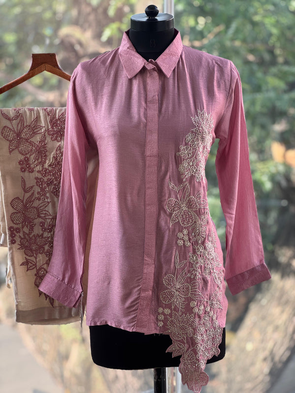 Pink Embroidered Co Ord