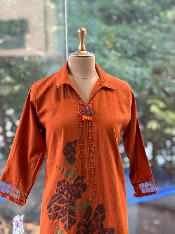 Rust Patch Work Tunic