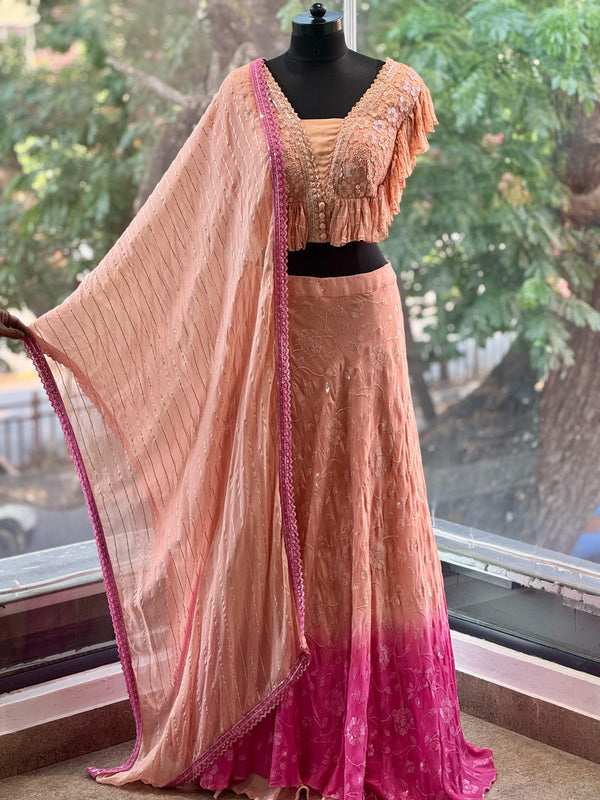 Peach Shaded Lehenga Set