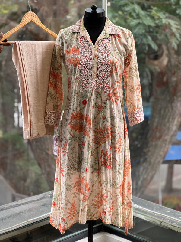 Peach Crocia Lace Co Ord