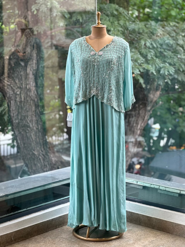 Blue Beads Work Gown