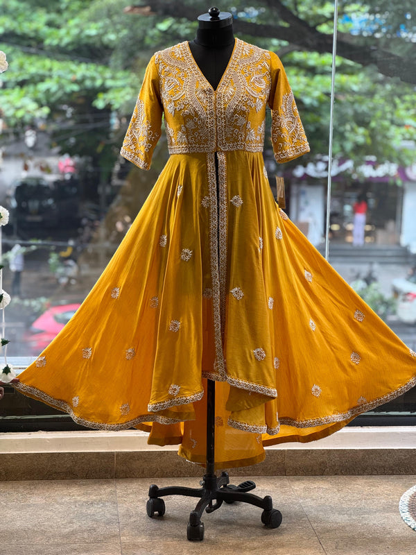 Yellow Designer Made Anarakali Set