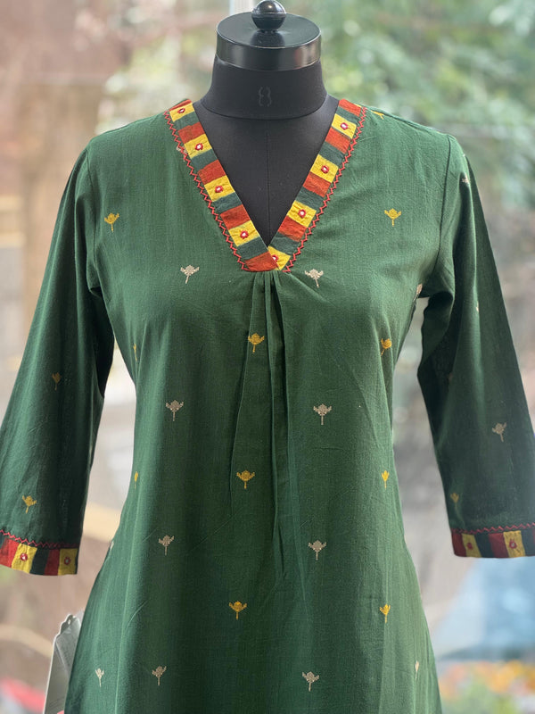 Green V Neck Tunic