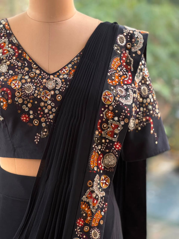 Black Intricate Drape Saree