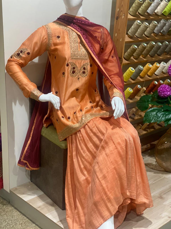 Peach Sharara Set