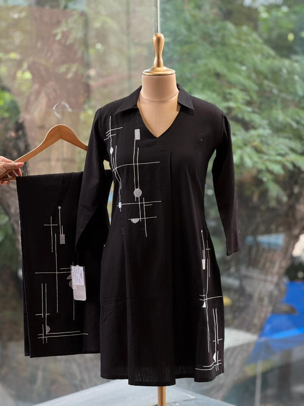 Black Embroidered Co Ord