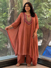 Rust Mirror work Dupatta Set