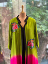 Green Color Block Jacket Set