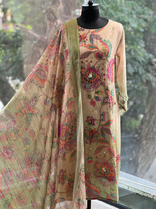 Beige Digital Printed Suit Set