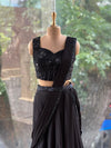 Black Drape Skirt Set