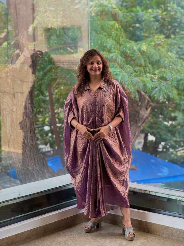 Purplish Glass Tissue Cowl Tunic