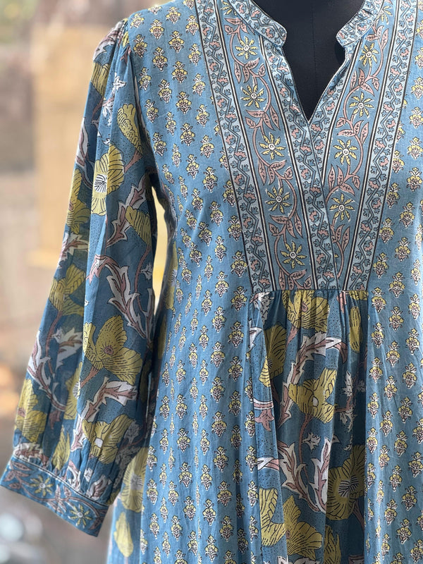 Blue Kalamkari Printed Tunic