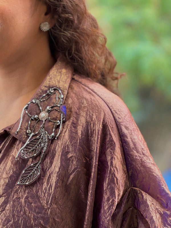 Purplish Glass Tissue Cowl Tunic