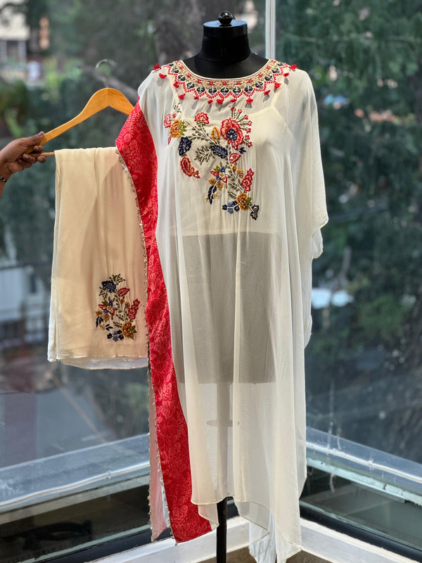 Off White Kaftan Set