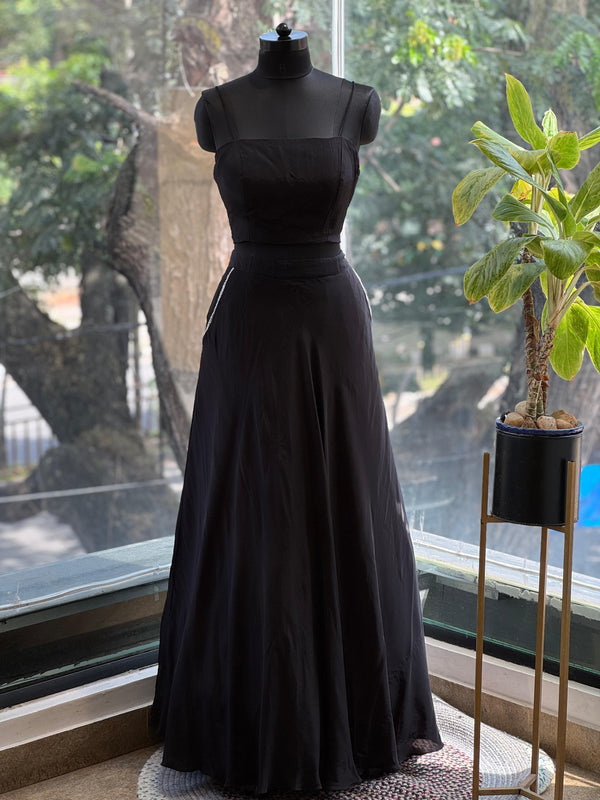 Black Designer Made Lehenga Set