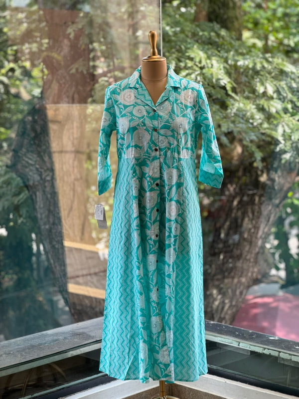 Blue Floral Print Aline Tunic