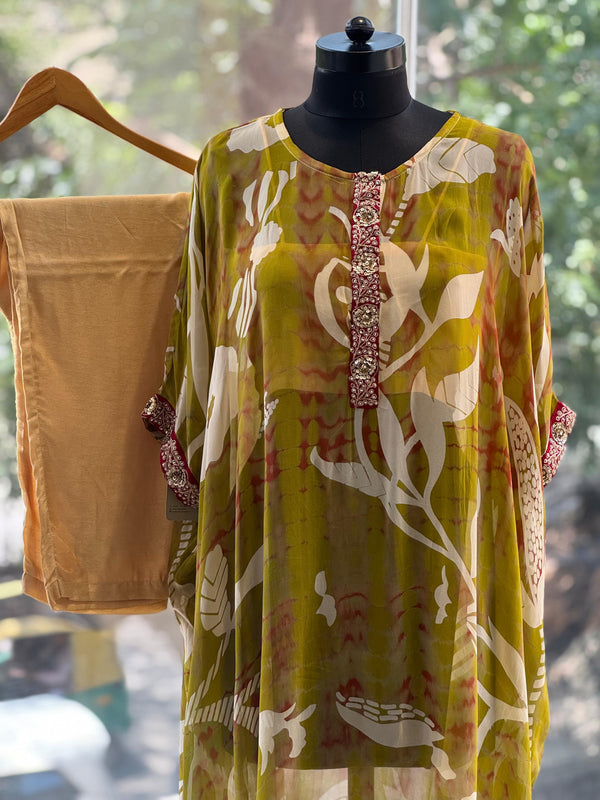Green Floral Kaftan Co Ord