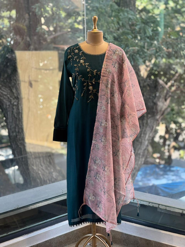 Green Dupatta Set