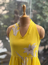 Yellow Mul Halter Neck Dress