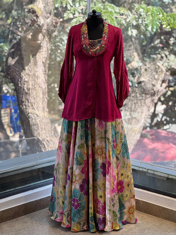 Beige Lehenga Set