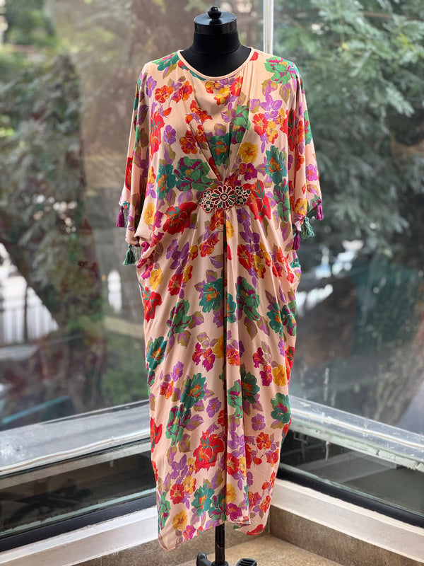 Peach Floral Cowl Tunic