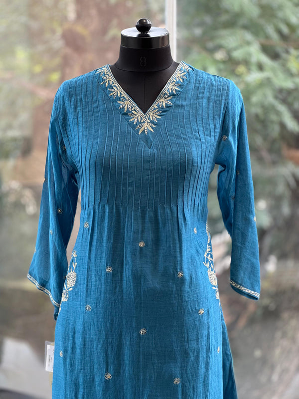 Blue Embroidered Suit