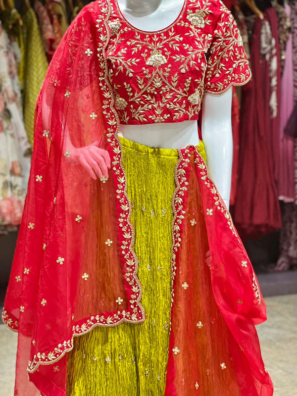 Greenish Yellow Lehenga Set