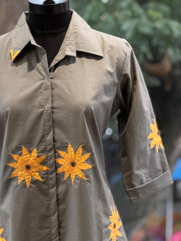 Grey Aplique Work Tunic