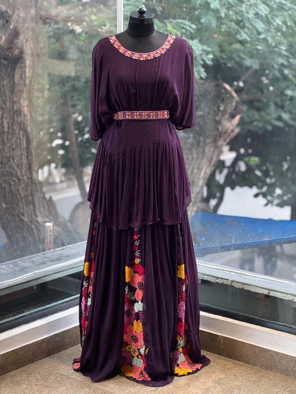 Purple Intricate Work Gown