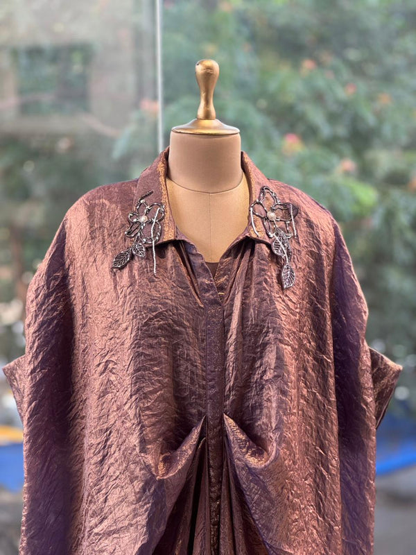 Purplish Glass Tissue Cowl Tunic