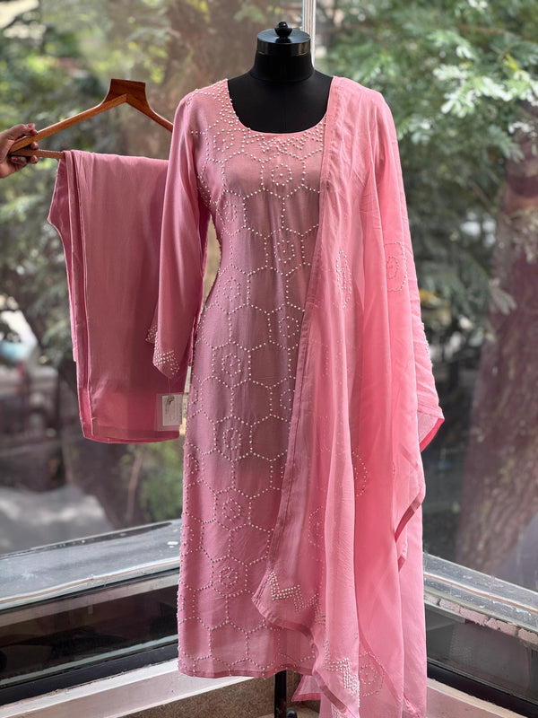 Pastel Pink Knot Work Suit