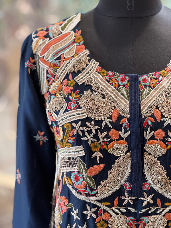 Navy Blue Sharara Set