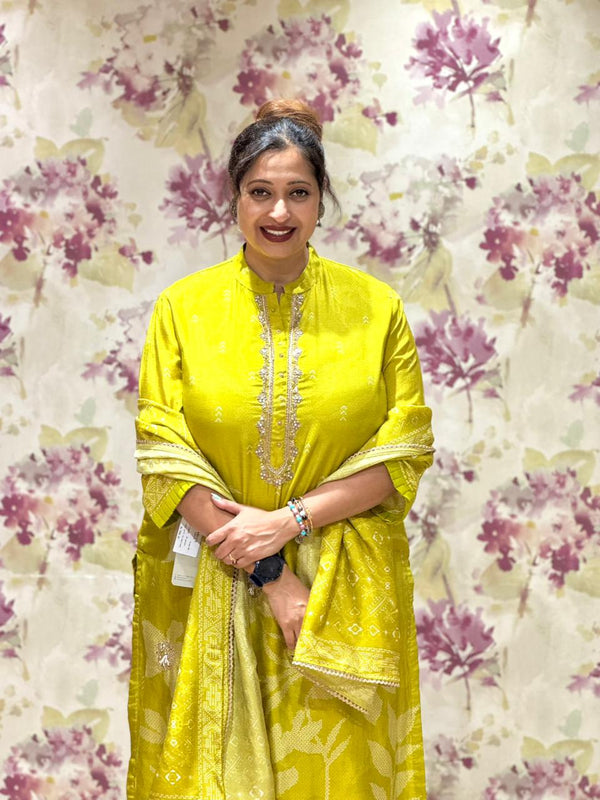 Yellow Digital Printed Dupatta Set