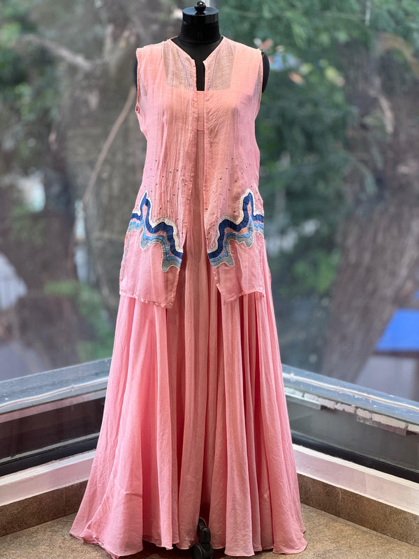 Peach Jacket Style Gown